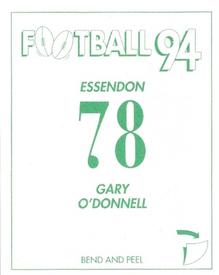 1994 Select AFL Stickers #78 Gary O'Donnell Back